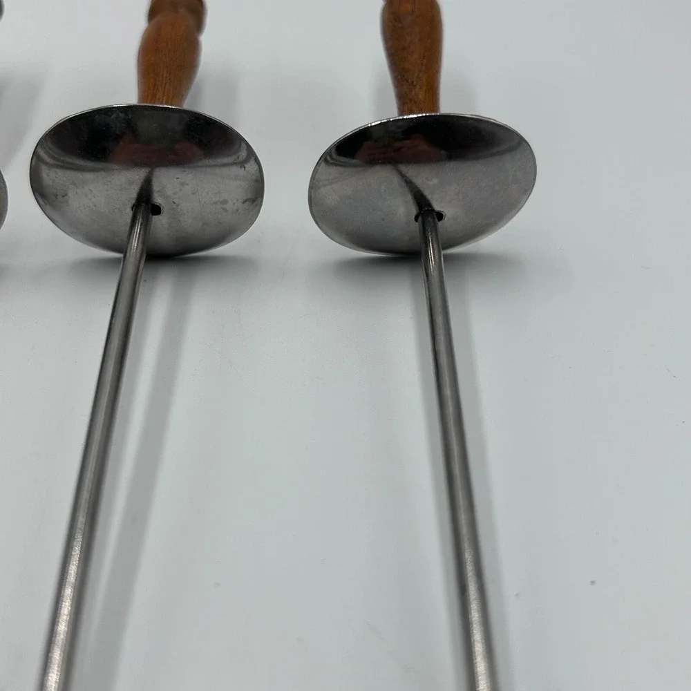 MCM Edelstahl Rostfrei Fondue Forks 6 Ea Germany Stainless Steel 2Prong Wood 11